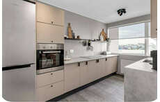 Kitchen with dishwasher, oven, microwave etc. 