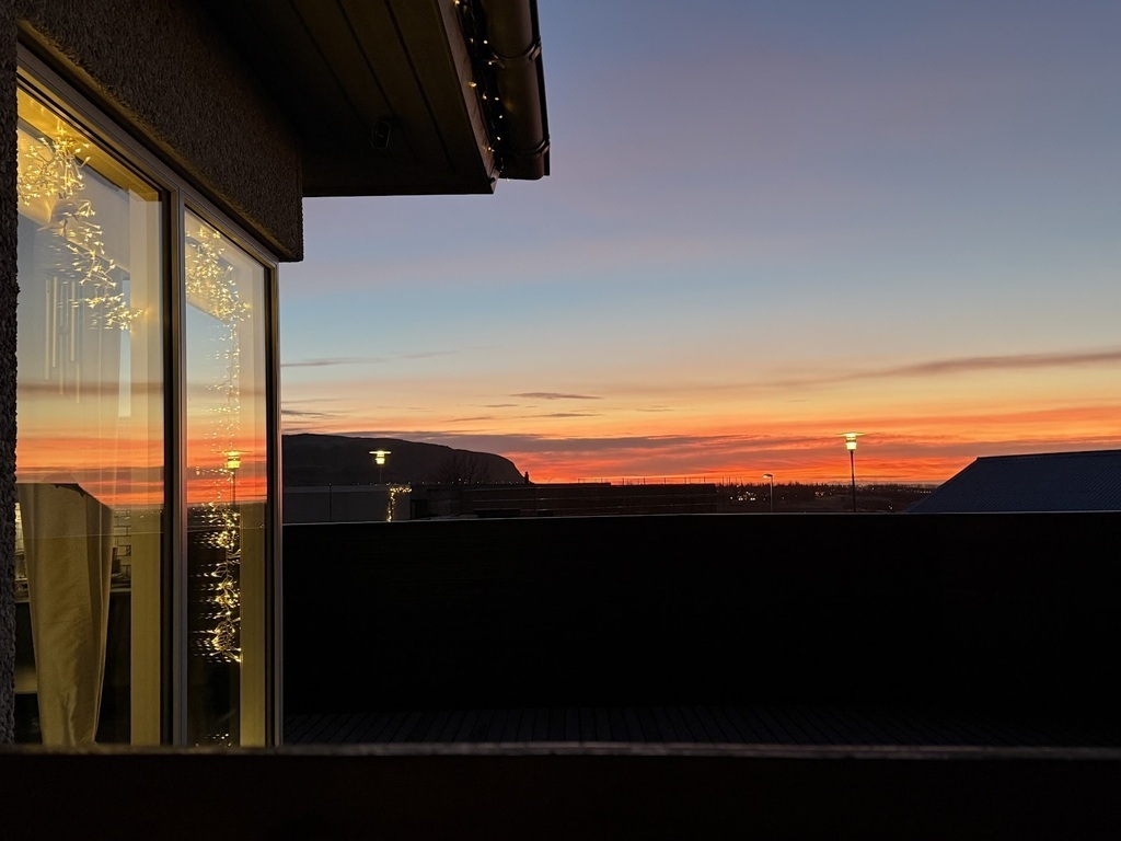 view from the patio in the sunset