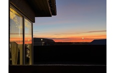 view from the patio in the sunset