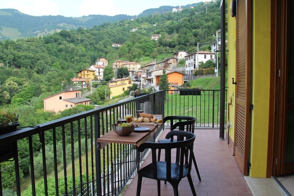 view on terrace first floor, direction mountain village of Acquaiolo