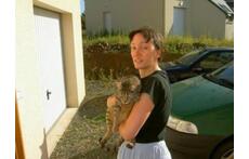 Marcella in Brittany with the local cat - that was our 2007 exchange.
