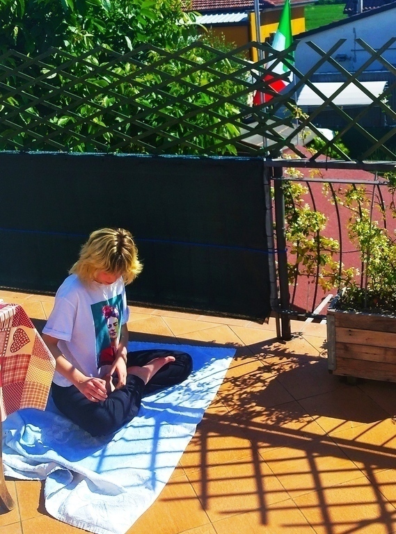 Anita does yoga on the roof
