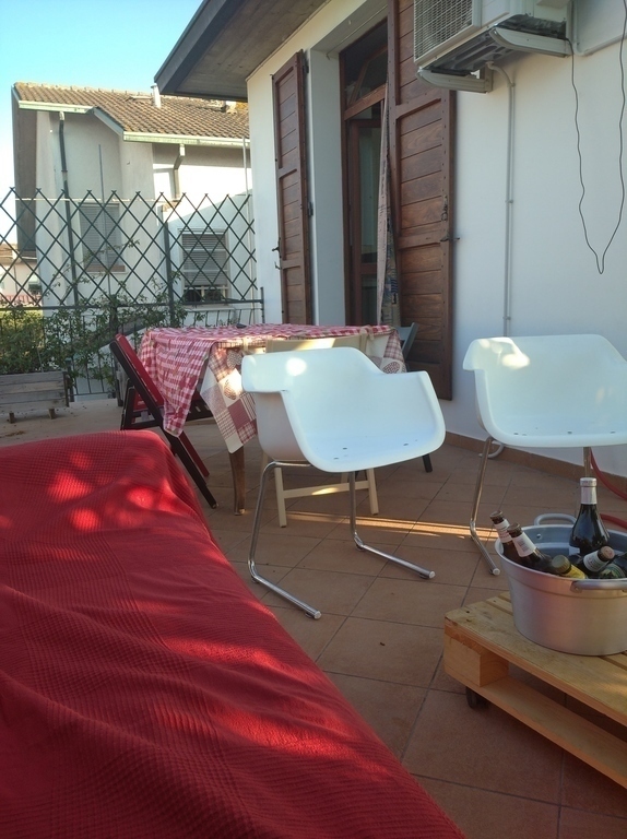 in the corner of the roof