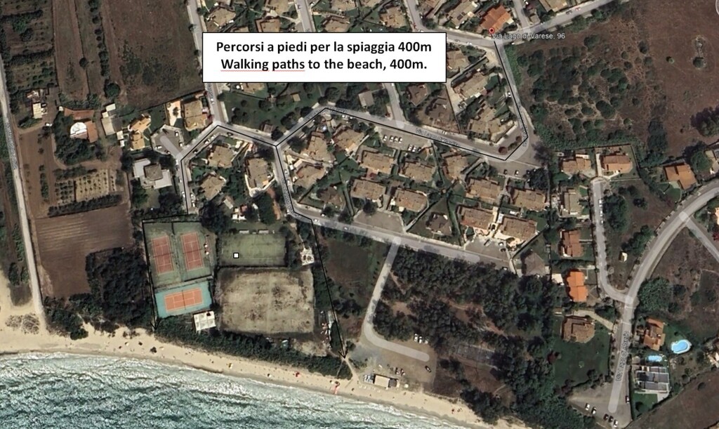 Walking route from home to the beach