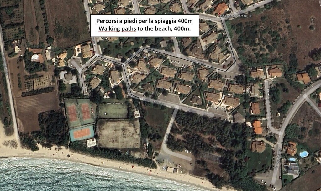 Walking route from home to the beach