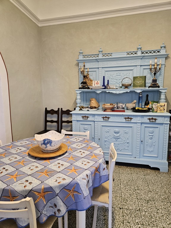 Kitchen with big table . Wash machine, dish machine