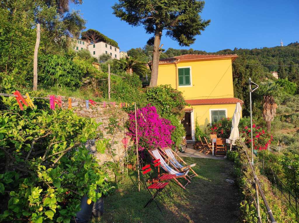 vista della casa dal giardino di ingresso