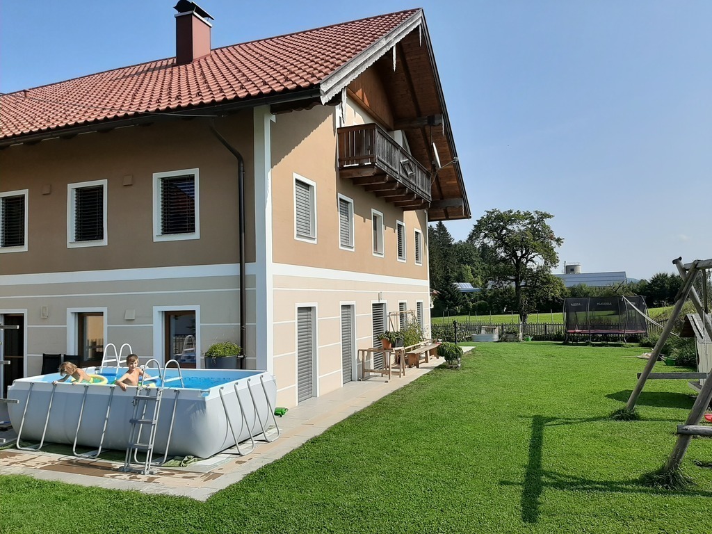 Our garden with pool in summer