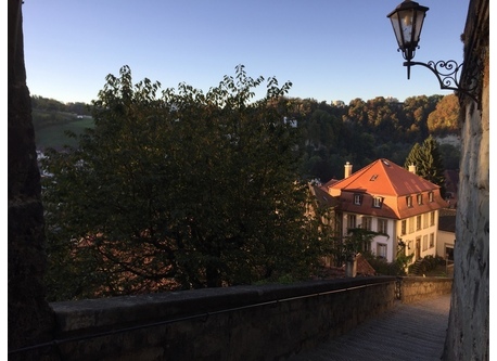 house in morning sun