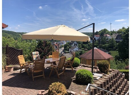 Our patio with view on village and valley