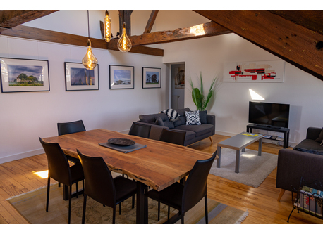 Pièce principale salle à manger, 2 canapés, une grande table en bois massif accueillant 8 chaises, une TV, Wifi haut débit,Chaise bébé