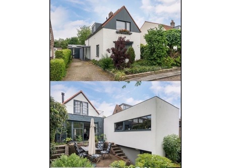 Streetside of the house & backside with extension