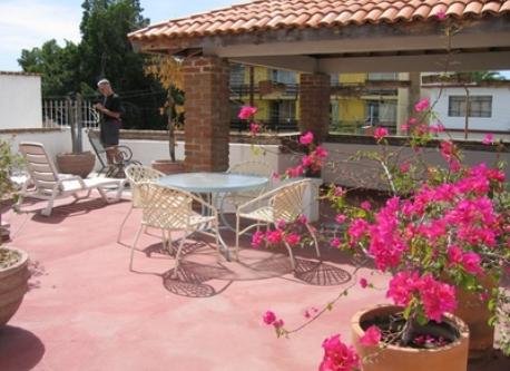 Upper terrace has a view of the bay -- very beautiful!