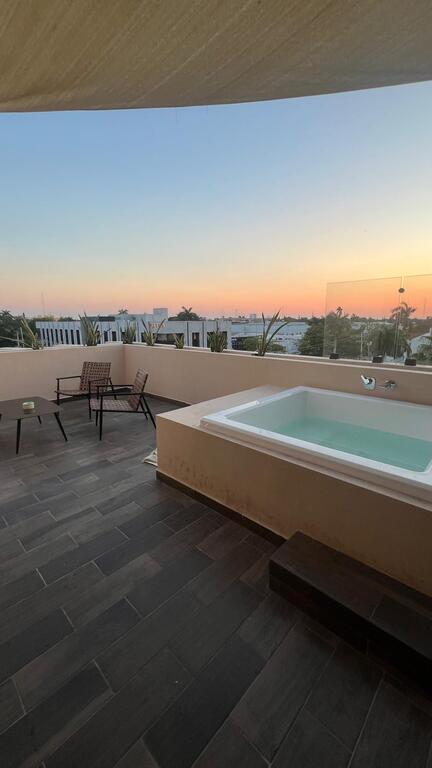 View of the sunset from the terrace