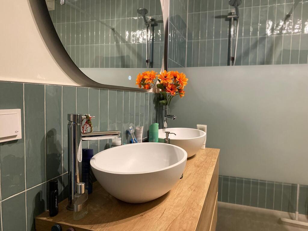 Our bathroom on the first floor, with double sink.