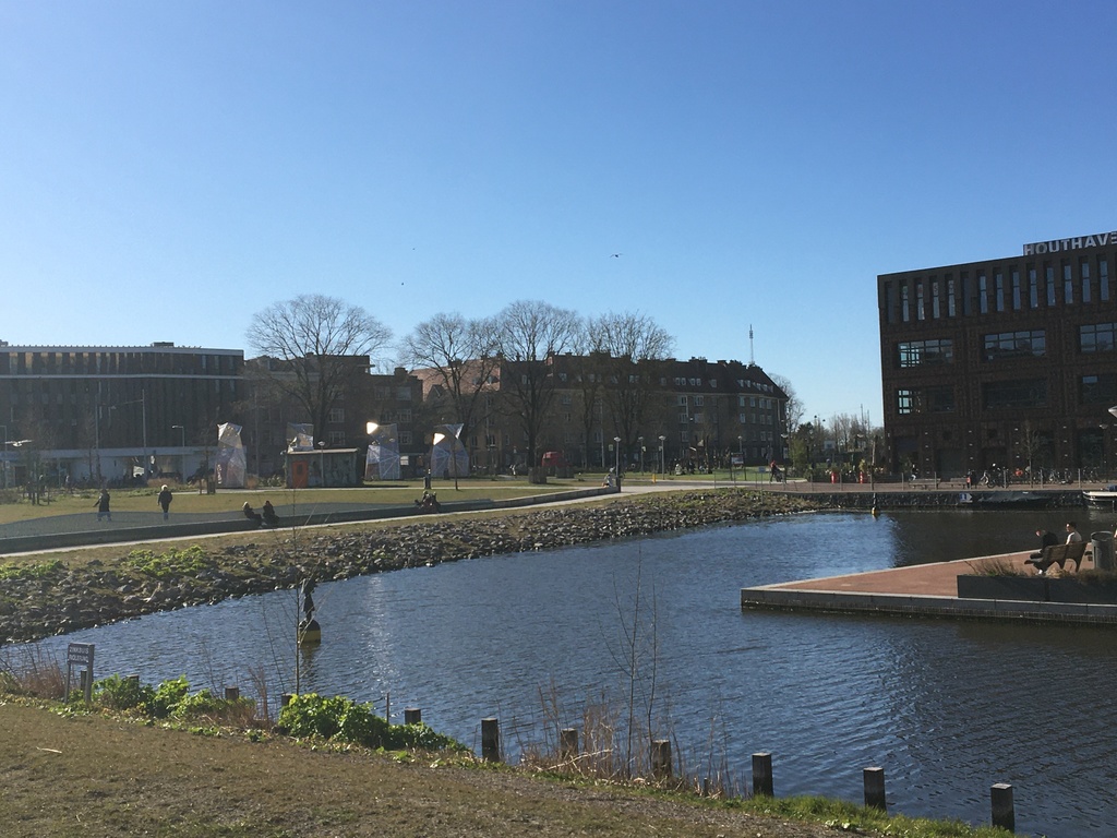 Next to the apartment building