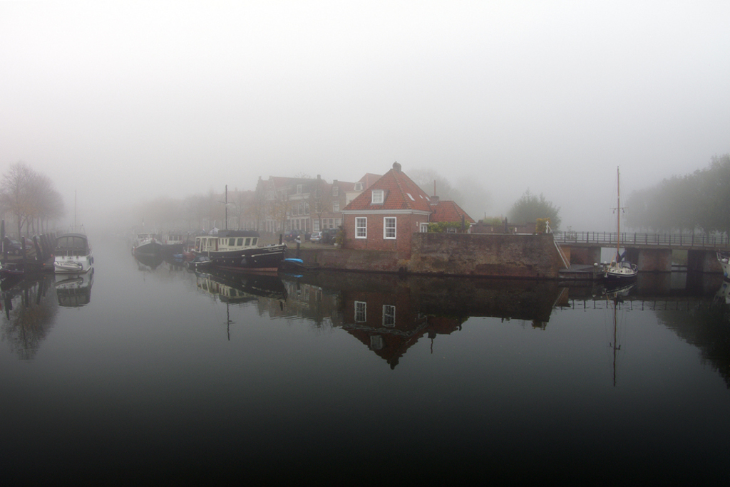Harbour on a misty morning.