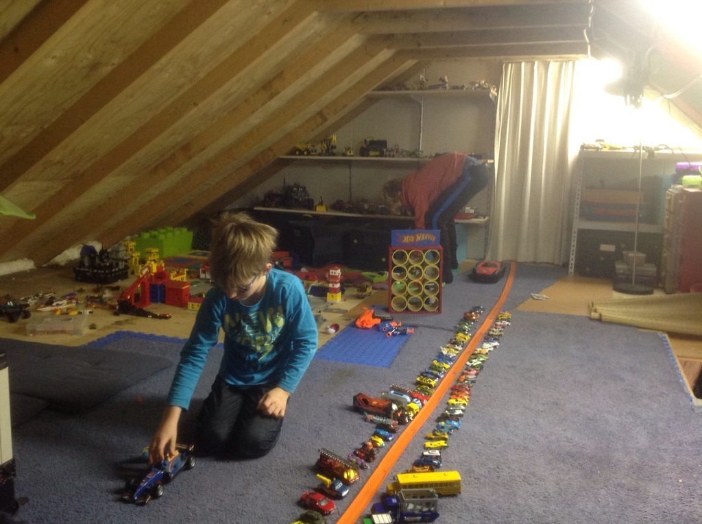 Boys' playroom in he attic of the garage
