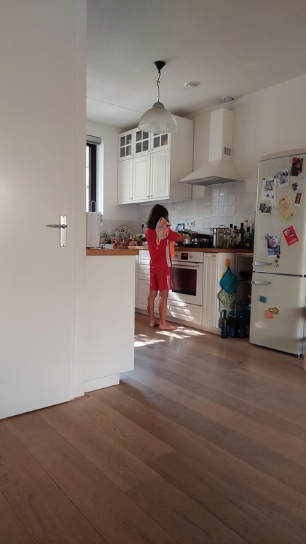 Julie (our daughter 10) in the kitchen, making lunch