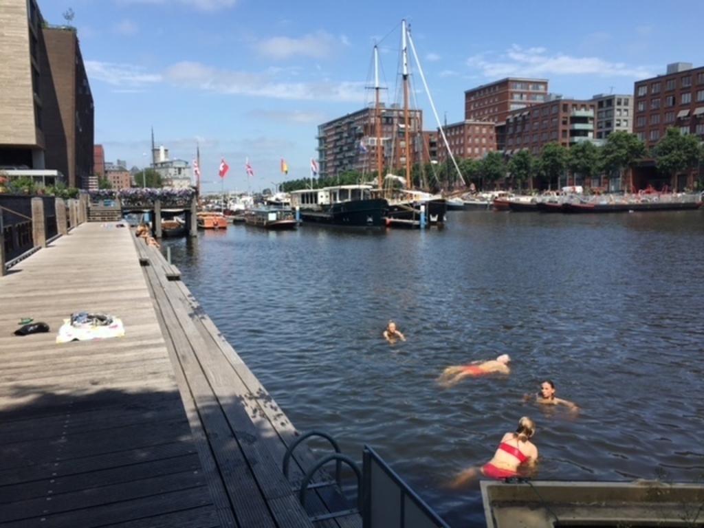Swimming in front of our apartment