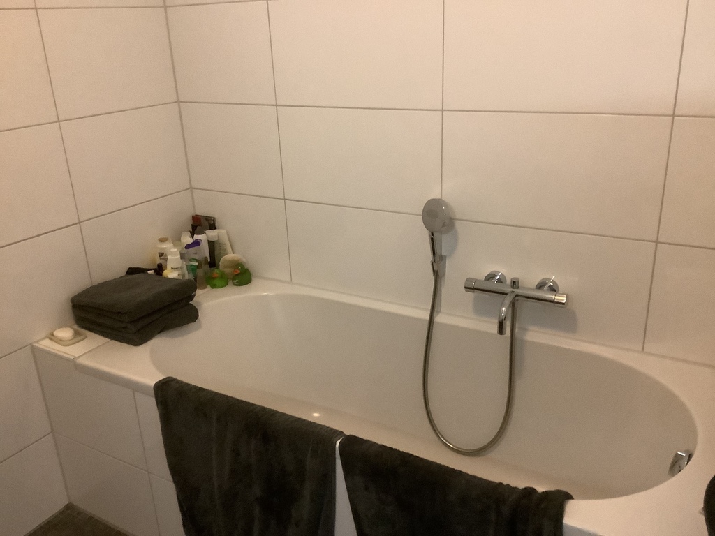 Large bathroom with separate bath