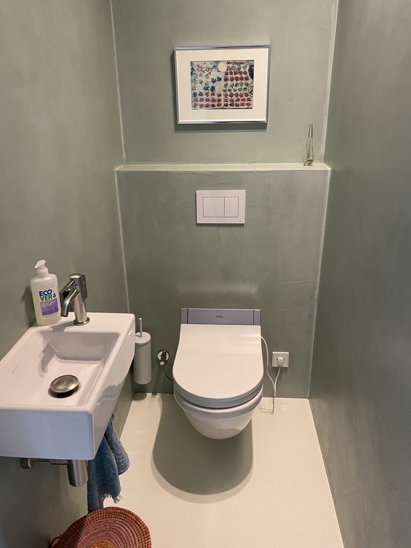 Japanese-style bidet-toilet in hallway