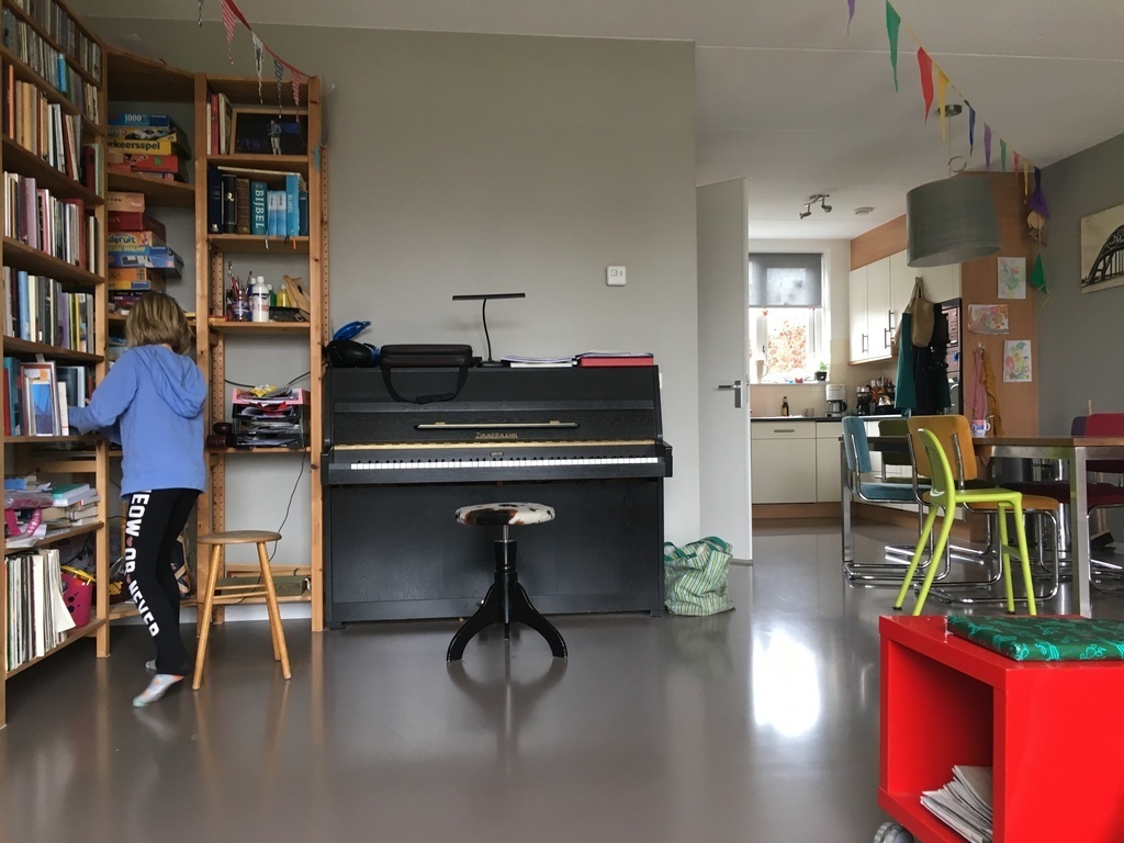 Our living room with view towards the kitchen