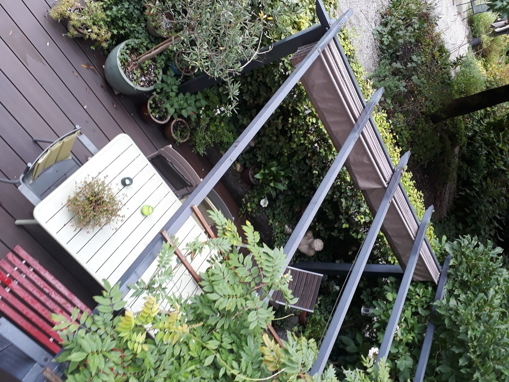 Priveterras vanuit slaapkamer boven gezien