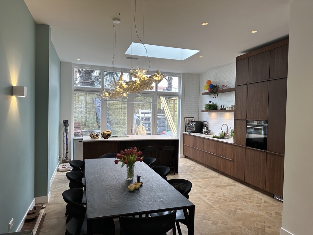 Dinner table and kitchen