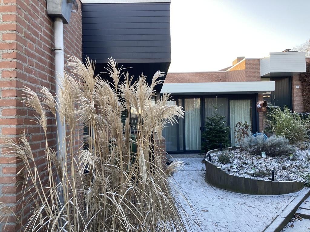 Zijkant bungalow met serre