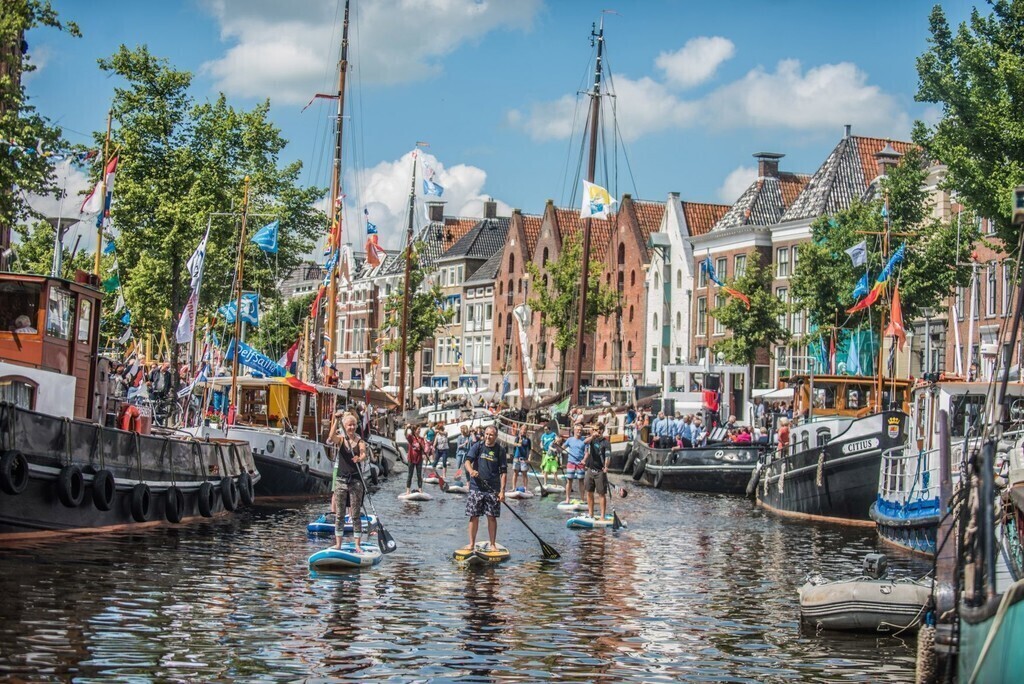 The canals in the city of Groningen
