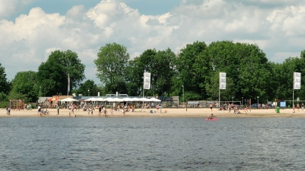 The lake nearby with one of the beaches