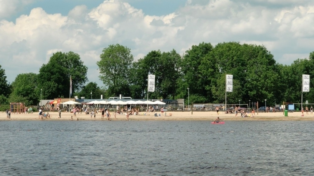 The lake nearby with one of the beaches