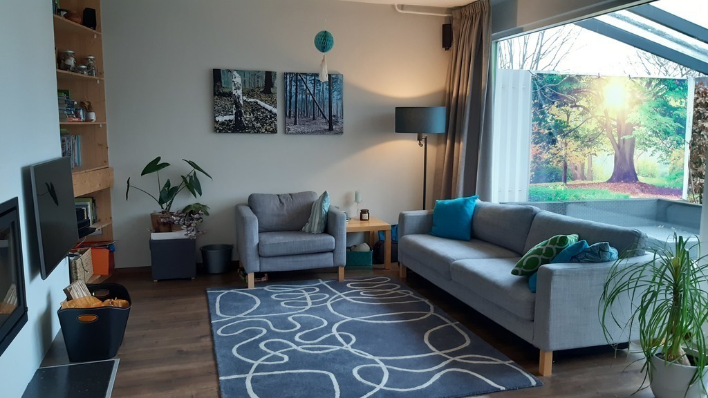 Living room with fireplace