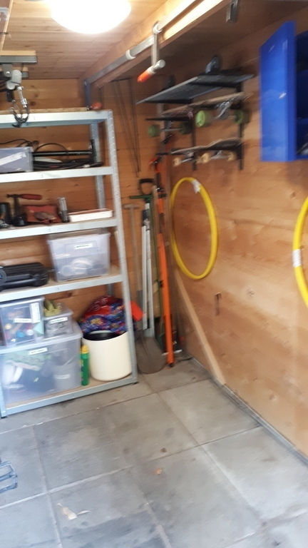 the shed (usually a little less cleared up)