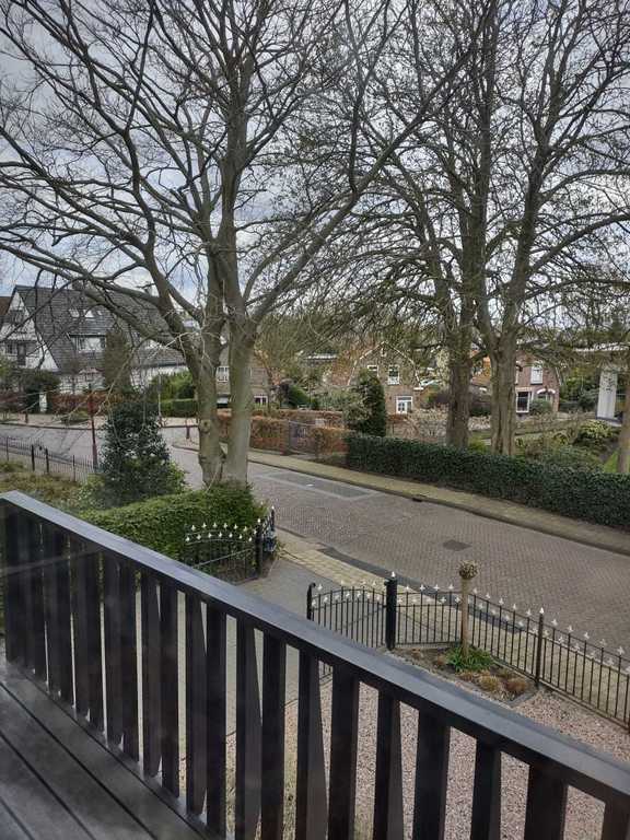 View from de front balcony on the street .