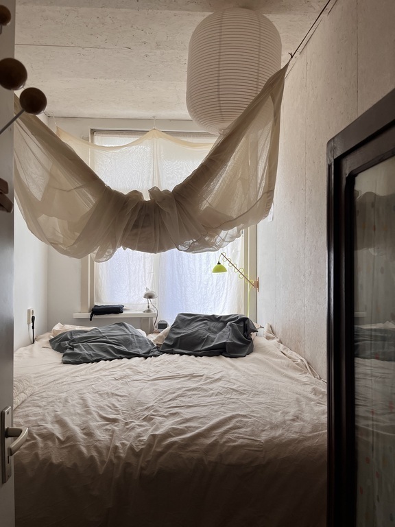 our tiny bedroom - bed is 80 cm high