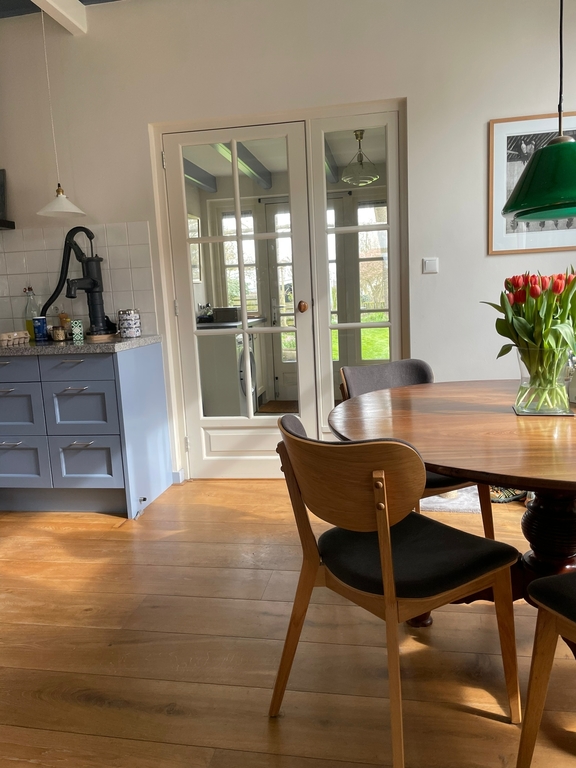 View from the kitchen to the backgarden