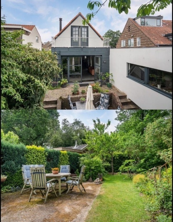 The backside of the house and part of the garden