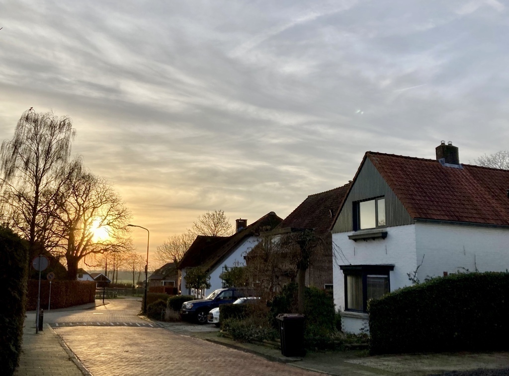 Sunrise during winter, our house on the right