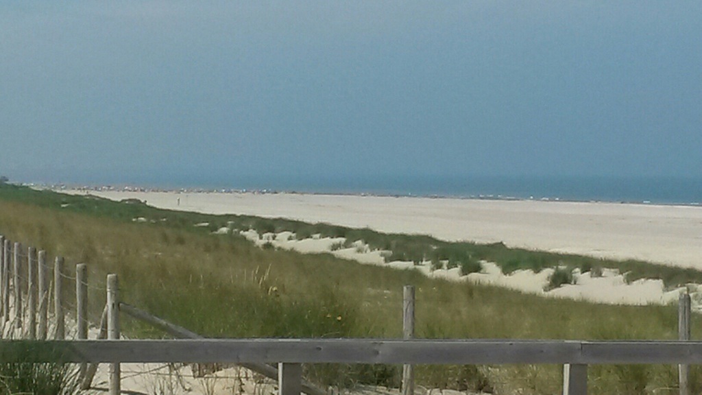 The dunes and beach, 5 km away.