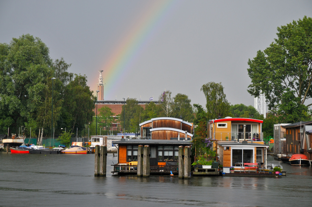 the opposite side of the canal with the Olympic Stadion