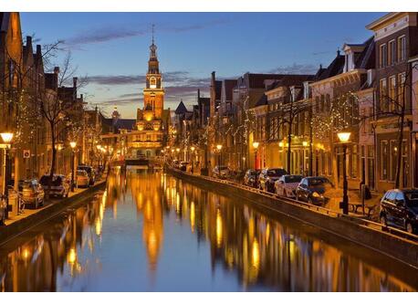 Same view but at night