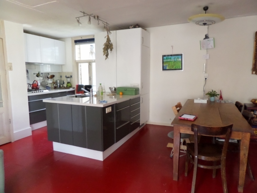 Open kitchen and dining area