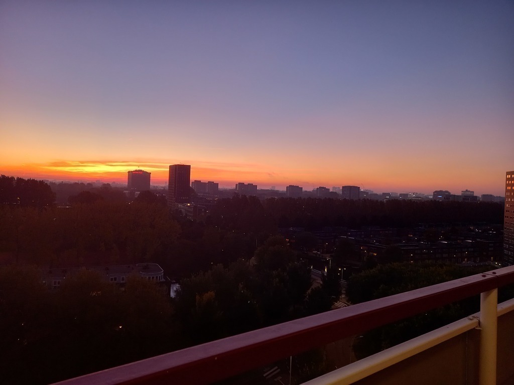 Evening view from the front of the house