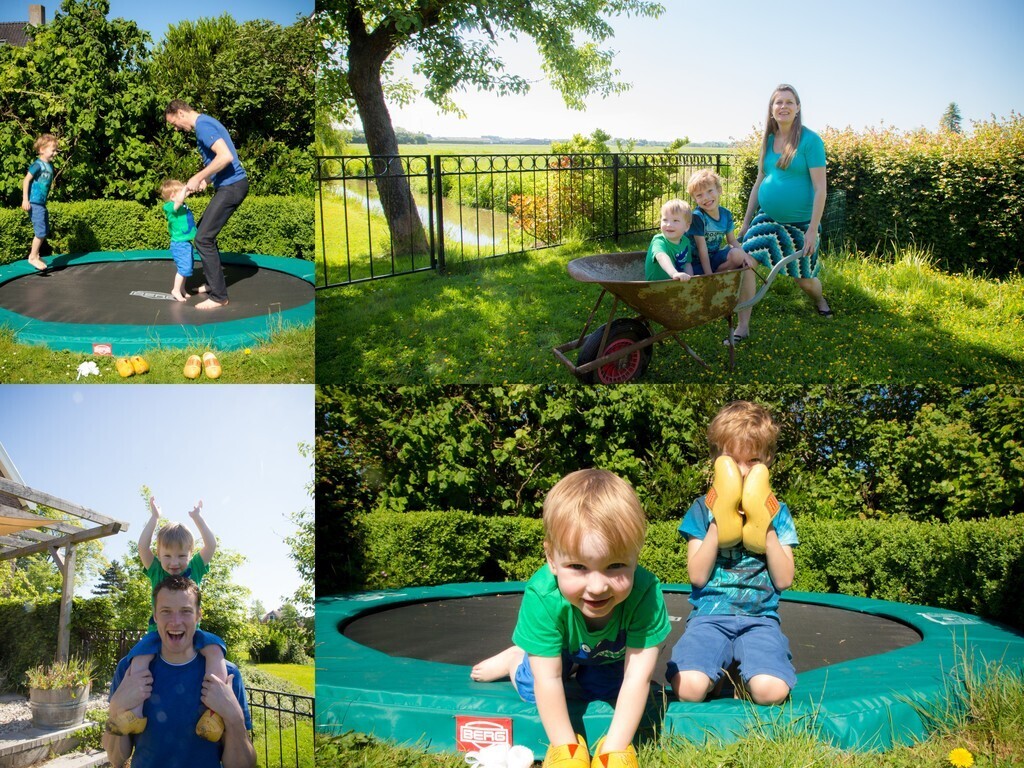 Garden with jumping trampoline