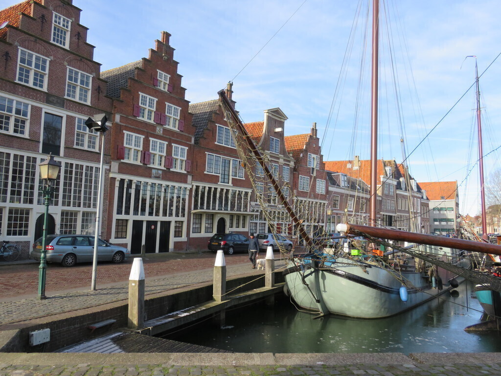 Stepped gables in historical harbour Hoorn