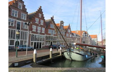 Stepped gables in historical harbour Hoorn