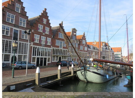 Stepped gables in historical harbour Hoorn
