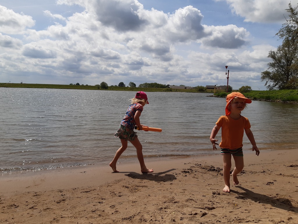 Playing at the beach